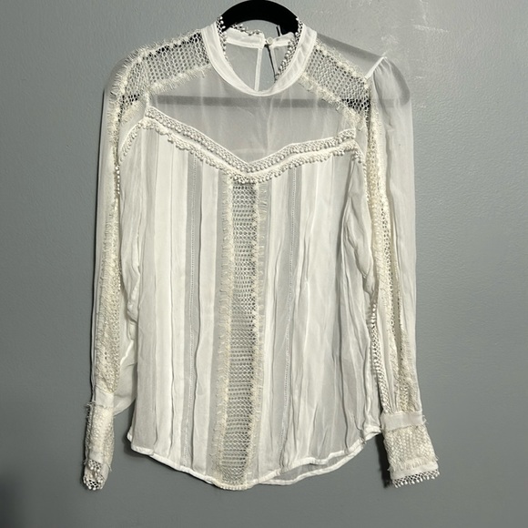 Iro Ease Long-Sleeve Sheer French Lace Blouse size 38- M - US 6 - Picture 4 of 14